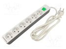 Extension lead; 3x1.5mm2; Sockets: 6; white; 1.8m; 16A QOLTEC