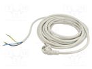Cable; 3x1.5mm2; CEE 7/7 (E/F) plug angled,wires; PVC; 10m; white JONEX