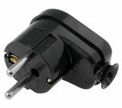 AC connector, Uni-Schuko with earthing, angled, black, roundwith 230V 16A