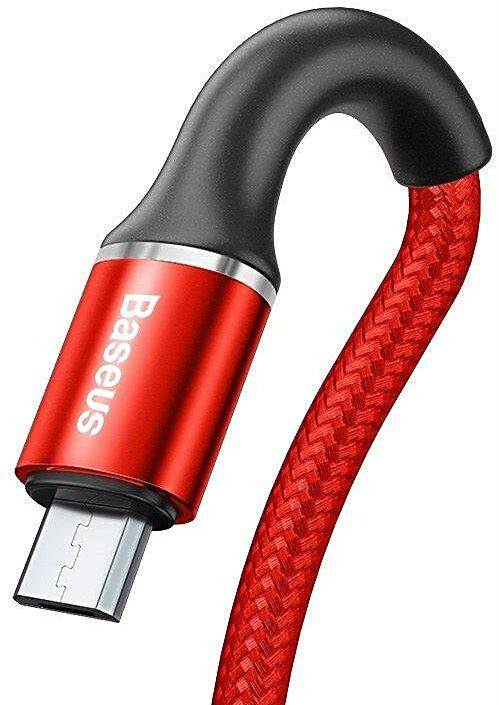 Kabelis USB2.0 A kištukas - micro USB kištukas 0.25m su nailoniniu šarvu raudonas su indikacija HALO BASEUS CAMGH-D09 6953156210448