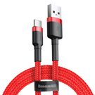 Kabelis USB A kištukas - USB C kištukas, 0.5m QC3.0 su nailoniniu šarvu Cafule raudonas BASEUS