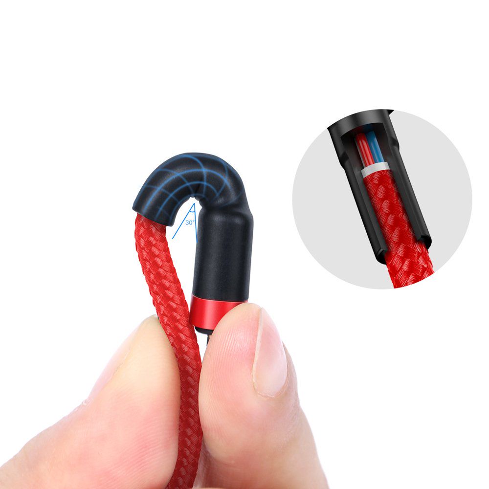 Kabelis USB2.0 C kištukas - USB C kištukas 1.0m QC3.0 su nailoniniu šarvu Cafule raudonas/juodas BASEUS CATKLF-G91 6953156285217