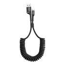 Spiralinis kabelis USB2.0 A kištukas - USB C kištukas 1.0m juodas su nailoniniu šarvu Fish Eye juodas BASEUS