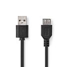 USB Cable | USB 2.0 | USB-A Male | USB-A Female | 480 Mbps | Nickel Plated | 2.00 m | Round | PVC | Black | Label