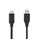 USB Cable | USB 3.2 Gen 2 | USB-A Male | USB-C™ Male | 60 W | 10 Gbps | Nickel Plated | 1.00 m | Round | PVC | Black | Label