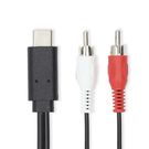 USB-C™ Adapter | USB 3.2 Gen 1 | USB-C™ Male | 2x RCA Male | 1.00 m | Round | Nickel Plated | PVC | Black | Label