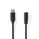 USB-C™ Adapter | USB 2.0 | USB-C™ Male | 3.5 mm Female | 1.00 m | Round | Nickel Plated | PVC | Black | Label