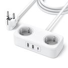 Extension cord 1.8m 2 sockets with USB charger (2x USB-A max 18W, USB-C max 30W) white DigiNest CD280 UGREEN