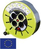 Case reel with cable routing 4 sockets 8m (green)