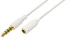 Cable 3.5mm 4pin plug - 3.5mm 4pin socket 1.5m stereo, white