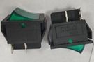 Rocker switch; ON-OFF, fixed, 4pins. 16A/250Vac, 22.1x30mm, DPST, green