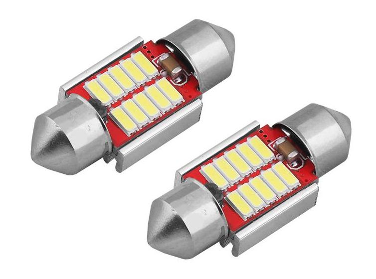 LED lemputės CANBUS 10SMD 4014 Festoon 31mm 12V/24V, 2vnt. AMIO LX01288 5903293012888