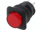 Переключатель: кнопочный; ВЫКЛ-(ВКЛ) нефиксированный, 2 контакта; 1.5A/250VAC SPST-NO, Ø16мм, красный