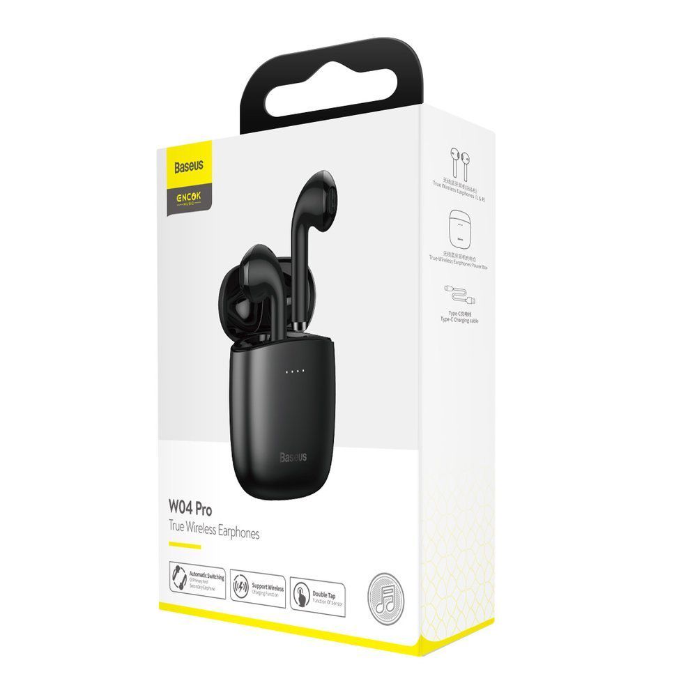 Belaidės Bluetooth ausinės True Wireless W04 Pro su įkrovimo dėklu, juodos NGW04P-01 6953156215344