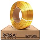 3D plastikas PLA auksinė blizgi (silk Gold) 1.75mm 1kg refill pakuotė Rosa3D