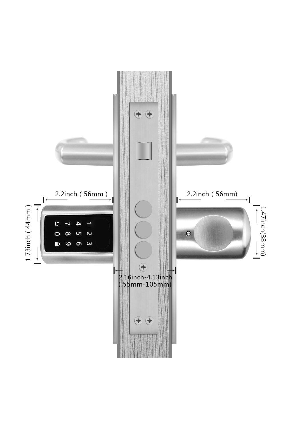 Išmanioji ZigBee TUYA bevielė durų spyna, valdoma kodu, RFID ir programėle, 3 x AAA, WOOX R7056 8435606701150