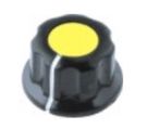 Knob for potentiometer Ø19mm plastic yellow with white mark