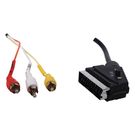 SCART cable 21pin SCART plug to 1 phono plug (video) & 2 phono plugs (audio) with switch for IN/OUT