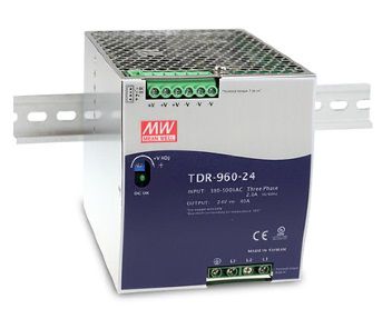 Impulsinis maitinimo šaltinis 24V 40A, 3-fazių, PFC, tvirtinamas ant DIN bėgio, Mean Well TDR-960-24