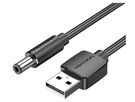 USB maitinimo kabelis su USB A ir DC 5.5/2.1mm (5V/3A) 1m kištukais VENTION