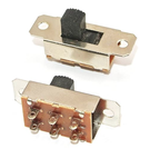 Slide switch; 2pos. 6 pins, ON-ON 0.5A/250VAC; DPDT; 16x7.5x7.5mm.