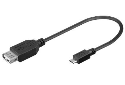 Kabelis USB2.0 A lizdas - micro USB B kištukas 0.2m, OTG,  juodas KPO2908 4040849951947; 4772081002131; 5901436779599