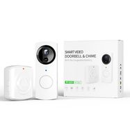 Smart wireless Wi-Fi video doorbell with video camera 1080P, chime, two way audio, IR night vision, white, WOOX