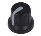 Knob;miniature,with pointer;ABS;Shaft:6mm;#16x14mm;black