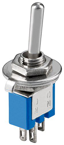 Toggle Switch Subminiature, 1x UM, 3 Pins, Blue Housing - ideal for DIY or modelmaking 10014