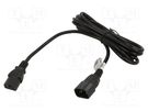 Cable; 3x1mm2; IEC C13 female,IEC C14 male; PVC; 3m; black; 10A AKYGA