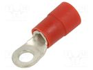 Tip: ring; M5; Ø: 5.3mm; 10mm2; crimped; for cable; insulated; tinned ERKO