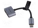 Adapter; Jack 3.5mm socket,USB C socket,USB C plug; 0.1m; grey VENTION