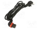Cable; BS 1363 (G) plug,IEC C13 female 90°; 3m; black; 10A; 250V SCHAFFNER