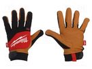 Protective gloves; Size: 9,L; leather Milwaukee