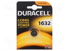 Battery: lithium; 3V; CR1632; non-rechargeable; Ø16x3.2mm; 1pcs. DURACELL