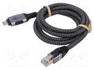 Cable; USB 3.1; RJ45 plug,USB C plug; 1m; 1Gbps; Øcable: 5.6mm Goobay