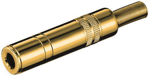 Jack - 6.35 mm - stereo, 6.35 mm female (3-pin, stereo) - gold-plated with cable protector 11072