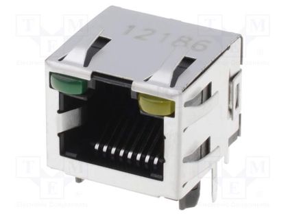 Socket; RJ45; PIN: 8; Cat: 5; shielded,with LED; Layout: 8p8c; THT TE Connectivity 2-406549-4