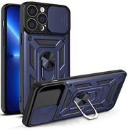 Hybrid Armor Camshield case for iPhone 13 Pro armored case with camera cover blue, Hurtel