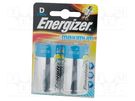 Battery: alkaline; 1.5V; D; non-rechargeable; 2pcs; Maximum ENERGIZER