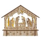LED Christmas nativity scene, wooden, 15 cm, 2x AA, indoor, warm white, timer, EMOS