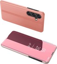 Clear View Case cover for Samsung Galaxy A24 4G cover with a flap pink, Hurtel