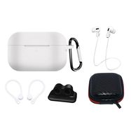 Silicone Case Set for AirPods Pro 2 / AirPods Pro 1 + Case / Ear Hook / Neck Strap / Watch Strap Holder / Carabiner - White, Hurtel