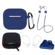 AirPods 3 Silicone Case Set + Case/Ear Hook/Neck Strap/Watch Strap Holder/Carabiner Clasp - blue, Hurtel