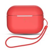 Silicone Case for AirPods Pro 2 / AirPods Pro 1 + Wrist Strap Lanyard - Red, Hurtel