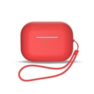 Silicone case for AirPods 1 / AirPods 2 + wrist strap lanyard - red, Hurtel