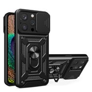 Armor Camshield Case with Stand and Camera Cover for iPhone 15 Pro Max Hybrid Armor Camshield - Black, Hurtel