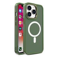 Armored magnetic iPhone 14 Plus MagSafe Color Matte Case - green, Hurtel