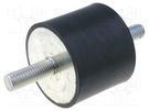 Vibration damper; M10; Ø: 50mm; rubber; L: 40mm; Thread len: 28mm ELESA+GANTER