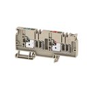Supply terminal, PUSH IN, 6 mm², 250 V, 41 A, Number of potentials per tier: 2, TS 35, dark beige, Colour of operational elements: red / blue Weidmuller
